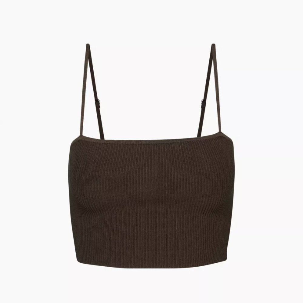 Aritzia Sculpt Knit Cami Cropped Tank - Babaton (light brown/coffee bean color)